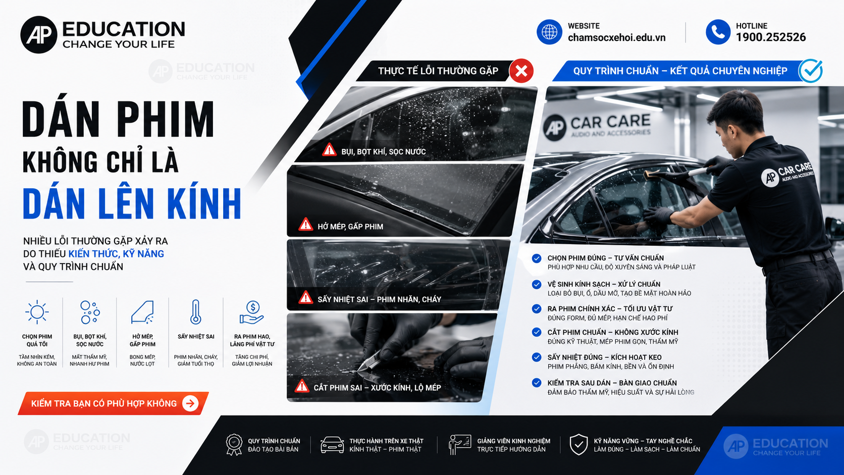 Các sai lầm kỹ thuật dán phim cách nhiệt khi chưa qua đào tạo